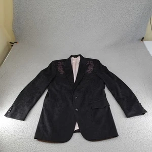 Vintage Pagano West Blazer Mens 40R Black Western Cowboy Embroidered USA Suede - Picture 1 of 18