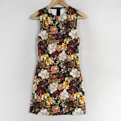 Alice + Olivia Dress Sz 4 Juniper Black Floral Wynell Mini Sheath Sleeveless - Image 1 of 4