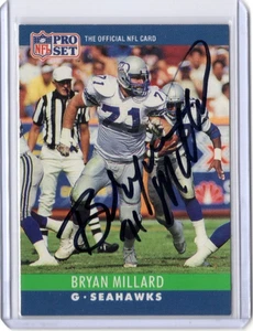 Bryan Millard NFL Seahawks 1990 Pro Set Auto Autogramm signed #303 Karte - Bild 1 von 2