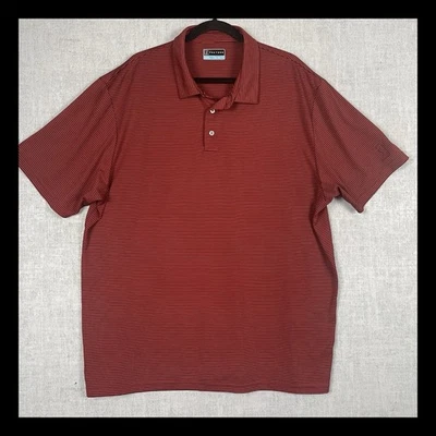 Camisa Polo Para Hombre PGA XXL Roja Negra Rayas Manga Corta Golf Informal Foto 1 de 4