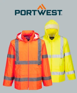 Portwest Hi Vis Rain Jacket Waterproof Reflective Breathable Safety Jacket H440 - Picture 1 of 9