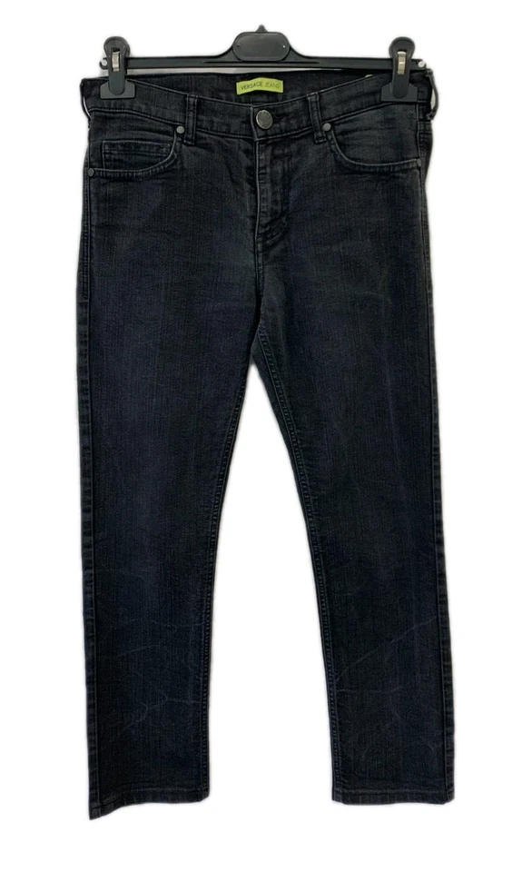 Pantalones de mezclilla Versace Jeans ajustados negros W30 L26.5 para hombre diseño Italia #P5 Foto 1 de 4