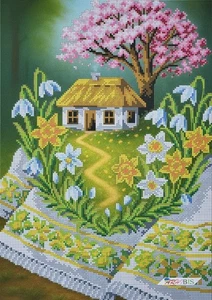 Spring House Bead Embroidery Kit DIY Craft Kit Needlepoint Beadwork a773 - Picture 1 of 13