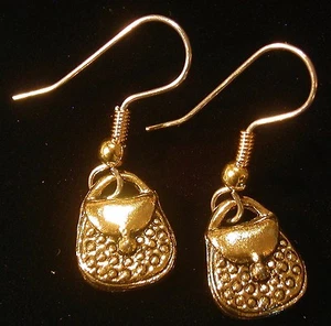 Pendientes Cartera Placa de Oro 24 quilates Vintage Inspirado Bolso de Mano Bolso de Mano Embrague - Imagen 1 de 2