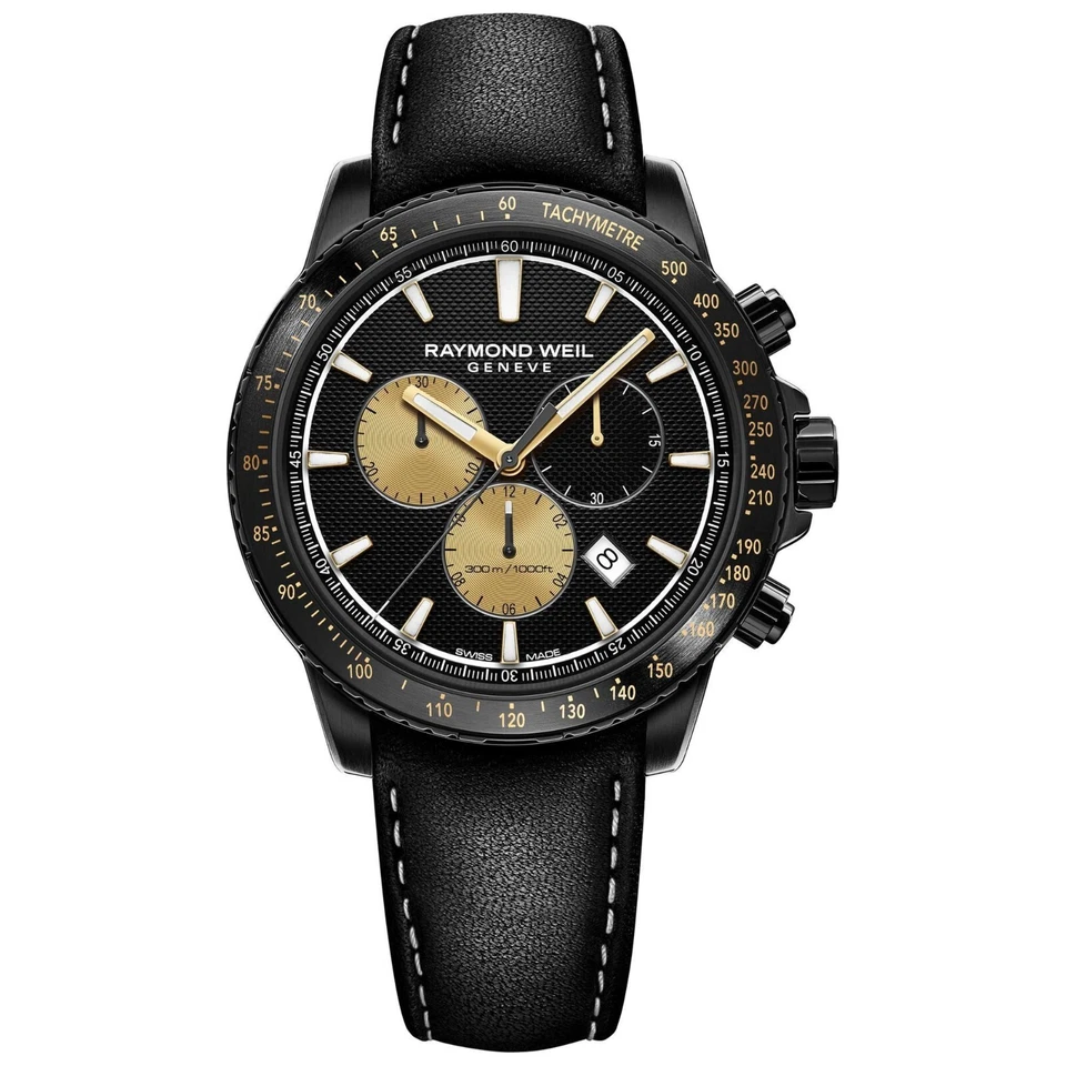Raymond Weil 8570-bkc-mars1 Tango 43mm Men's Chronograph Black Leather Watch