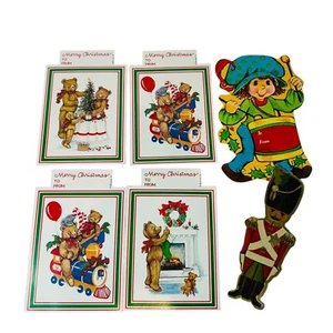 Lote de 6 etiquetas de regalo de Navidad Jeanmarie Jumbo vintage troqueladas 1986 adhesivas 4x6 - Imagen 1 de 6