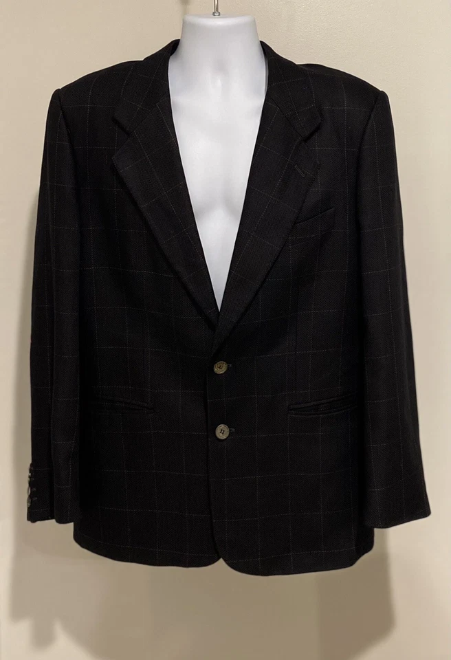 Abrigo Traje Blazer Bachrach 40R Lanificio di Pray Negro 100% Seda Vintage Italia Foto 1 de 4