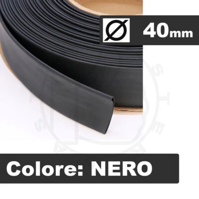 GUAINA TUBO TERMORESTRINGENTE TERMORETRAIBILE COLORE NERO DIAM. 40mm - 1 METRO - Image 1 of 4