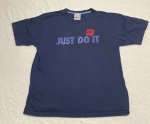 Nike T Shirt Womens Small Just Do It Short Sleeve Blue Splatter Logo Graphic - Picture 1 of 7
