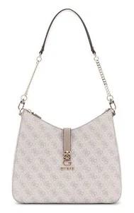 GUESS Zamira Hobo Shoulder Bag Schultertasche Tasche Dark Taupe Logo taupe weiß - Bild 1 von 3