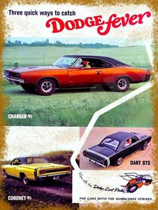 "Letrero de metal publicitario a rayas Dodge Fever The BumbleBee 9"" x 12" - Imagen 1 de 1