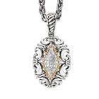 New 18K Gold & Sterling Silver .925 Oval Diamond Rope Design Pendant Necklace
