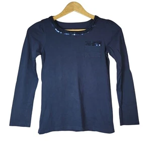 Children's Place Sequin Pullover Top Navy Blue Size 10 Large Long Sleeve Solid - Picture 1 of 6