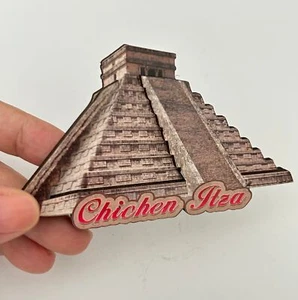 Chichén Itzá México Viaje Turístico Recuerdo Regalo 3D Madera Nevera Imán Artesanía - Imagen 1 de 6