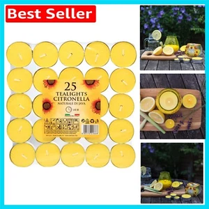 Long-Lasting Citronella Tealights - Pack of 25 for Bug-Free Outdoor Gatherings - Picture 1 of 9