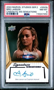 MARVEL STUDIOS SERIES 2 BRIE LARSON CAPTAIN MARVEL AUTO AUTOGRAPH SSON PSA 8 SP - Picture 1 of 2