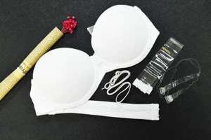 DN Strapless Padded Push Up Bra Invisible Bras Clear Back Straps Wedding A B C D - Picture 1 of 27