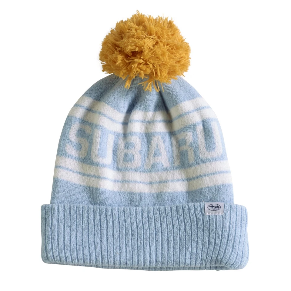 Subaru Logo Youth Yellow Pom Beanie Hat Impreza STI WRX Forester Outback Legacy - Image 1 of 1