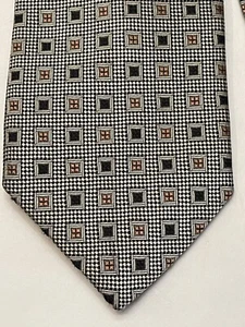 100% Silk PEACOCK Handmade Neck Tie Black Cream Copper EUC Free Shipping! - Picture 1 of 8