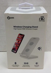 Pom Gear Wireless Qi Charging Stand 10W in White, Free Shipping - Picture 1 of 4