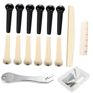 12 Pcs Acoustic Guitar Bridge Pins with Bridge Pin Puller 12 Pcs Pin Pegs - Picture 1 of 8