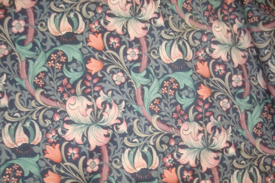 4.5 yds Arthur Sanderson Fabric Golden Lily Minor Indigo Drapery UK 54" x 162" - Image 1 of 4