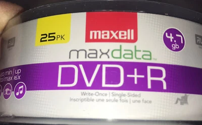 Maxell DVD+R 25 Pack 4.7 GB 120 Min Up To 16x Max single sided new sealed - Image 1 of 4
