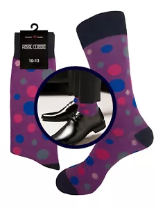 ONE Pair DRESS SOCKS TRUE TO SIZE AMERICAN POLKA DOT COTTON SOCKS SIZE 10-13 - Picture 1 of 3