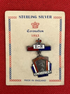 Coronation ER II Silver & Enamel Brooch, Queen Elizabeth II 1953 Rare Find - Image 1 of 4