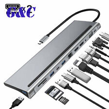 12 in 1 Type-C USB-C Hub Adapter to 2 HDMI USB VGA TF Audio With PD for MacBook