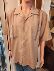 Vintage D’Accord Brand XL Button Up Short Shirt Sleeve Two Stipes Luxury USA - Picture 1 of 15