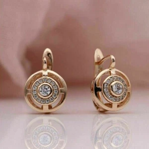 1.50Ct Round Cut Lab-Created Diamond Wedding Hoop Earrings 14K Rose Gold Finish - Picture 1 of 4