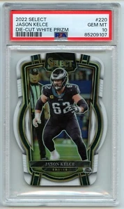 Jason Kelce 2022 Select #220 Die-Cut White Prizm 18/49 PSA 10 GEM MINT POP 3 - Picture 1 of 2