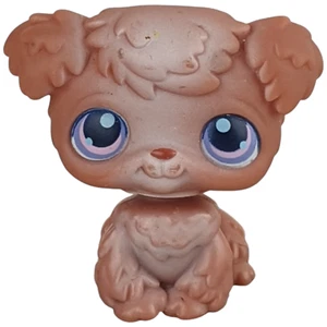 Vtg Littlest Pet Shop Dog #38 POODLE LPS 2004 Brown Gen 1 Purple Eyes Red Mag Vg - Picture 1 of 7