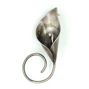 925 STERLING vintage STUART NYE calla lily pin/brooch EUC 3.5 grams 2" signed - Picture 1 of 7