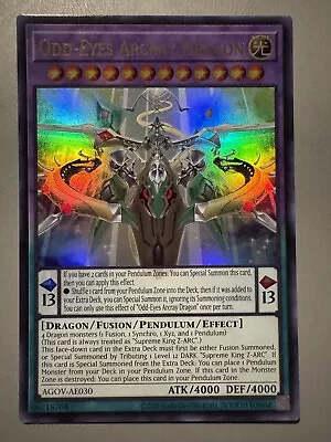 YUGIOH ODD-EYES ARCRAY DRAGON ASIA ENGLISH EDITION AGOV-AE030 ULTRA RARE - Image 1 of 3