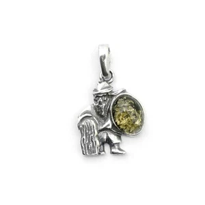 Signo Del Zodíaco Acuario Verde Colgante de Ámbar 925er Joya Plata Nuevo - Imagen 1 de 1