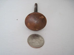 1 (ONE) Antique Wood Knob Attached Screw 1 1/4"Dia Brown Drawer Vintage 3 1/8"L - Picture 1 of 4