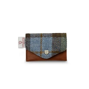 Kartenbörse Harris Tweed Kastanienblau Tartan Mikrofaser Leder Reißverschlusstaschen - Bild 1 von 2