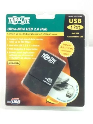 New Tripp Lite Ultra Mini USB 2.0 Hub Concentrateur 4 Port Model U222-004-R - Image 1 of 4