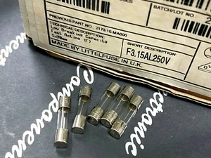 10pcs - Littelfuse 217 F 3.15A 250V 5x20mm Fusibile Vetro Soffiaggio Rapido - 02173.15M - Foto 1 di 3
