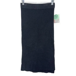 NEW Abercrombie & Fitch Black Ribbed Knit Side Slit Midi Skirt Womens Size XS P - Picture 1 of 6