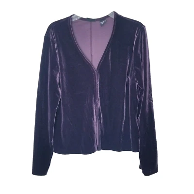 Cárdigan New York & Company para mujer talla mediana terciopelo morado Foto 1 de 4