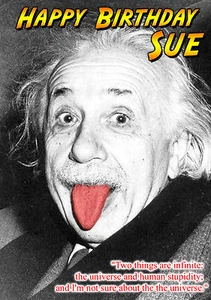 Albert Einstein relativity physics PERSONNALISED HAPPY BIRTHDAY greeting CARD - Picture 1 of 7