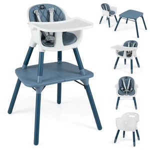Babyjoy 4 in 1 Baby High Chair Convertible Toddler Table Chair Set w/ PU Cushion - Bild 1 von 10