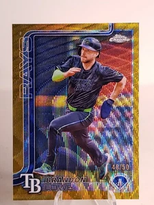 2025 Topps Chrome Baseball #113 Brandon Lowe GOLD WAVE Refractor card /50 Rays - Picture 1 of 3