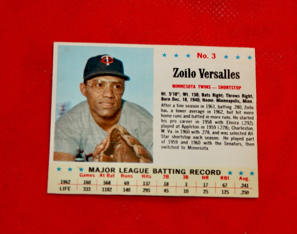 1963 Post Cereal Card #3 - Twins Zoila Versalles - Image 1 of 2