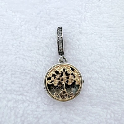 Dije colgante hueco raíces familiares de dos tonos enchapado en plata 925 y oro rosa 71988CZ Foto 1 de 4