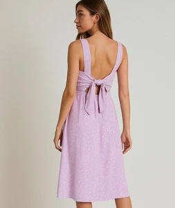 Pact Fit And Flare Tie Back Floral Dress Size M Lavander Cottage Flirty  - Picture 1 of 13