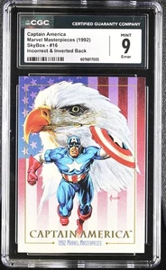 1992 Marvel Masterpieces Captain America ERROR Wrong Back CGC 9 Mint VHTF - Bild 1 von 2